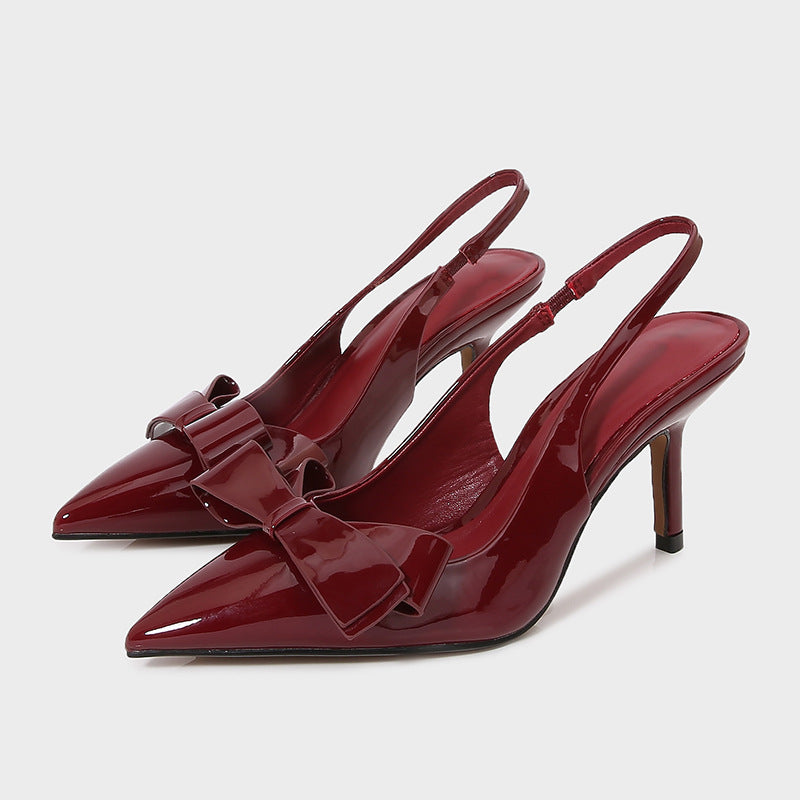 Pointed-Toe Bow-Knot Sandals