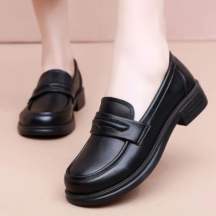 Flat Soft Leather Slip-On Loafers