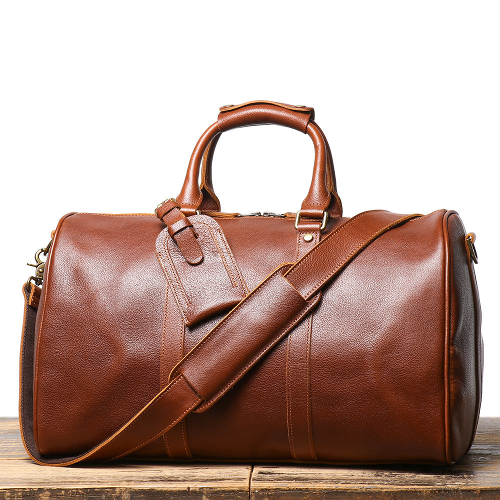 Retro Style Leather Crossbody Gym Bag