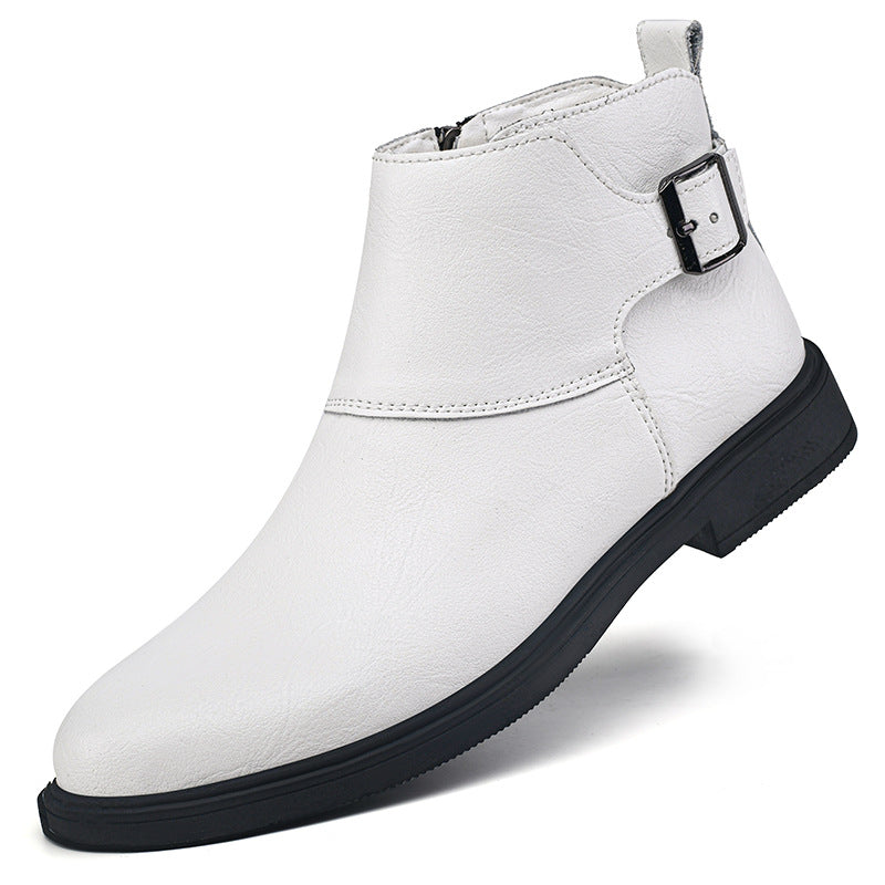 High-Top Leather Zip-Up Ankle Boots