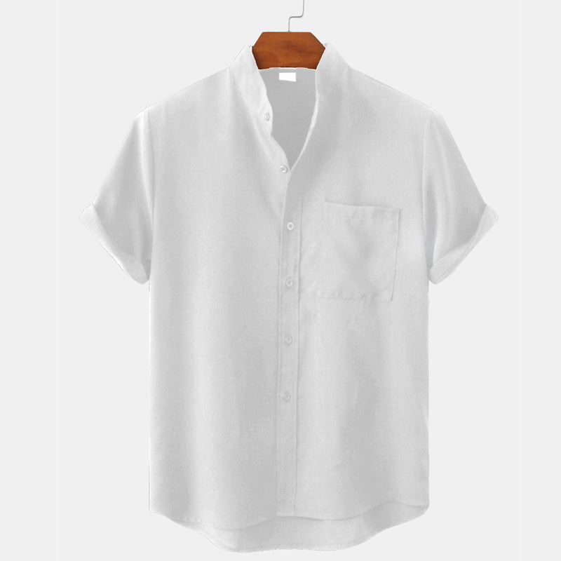 Solid Casual Shirt with Mandarin Collar