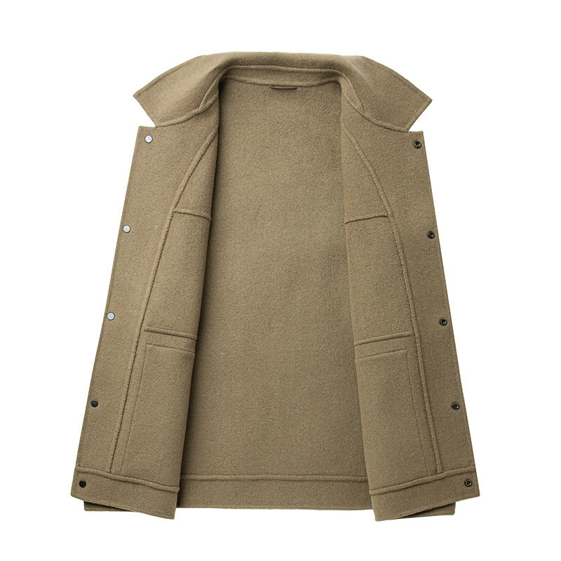 Men’s Turn-Down Collar Woolen Coat