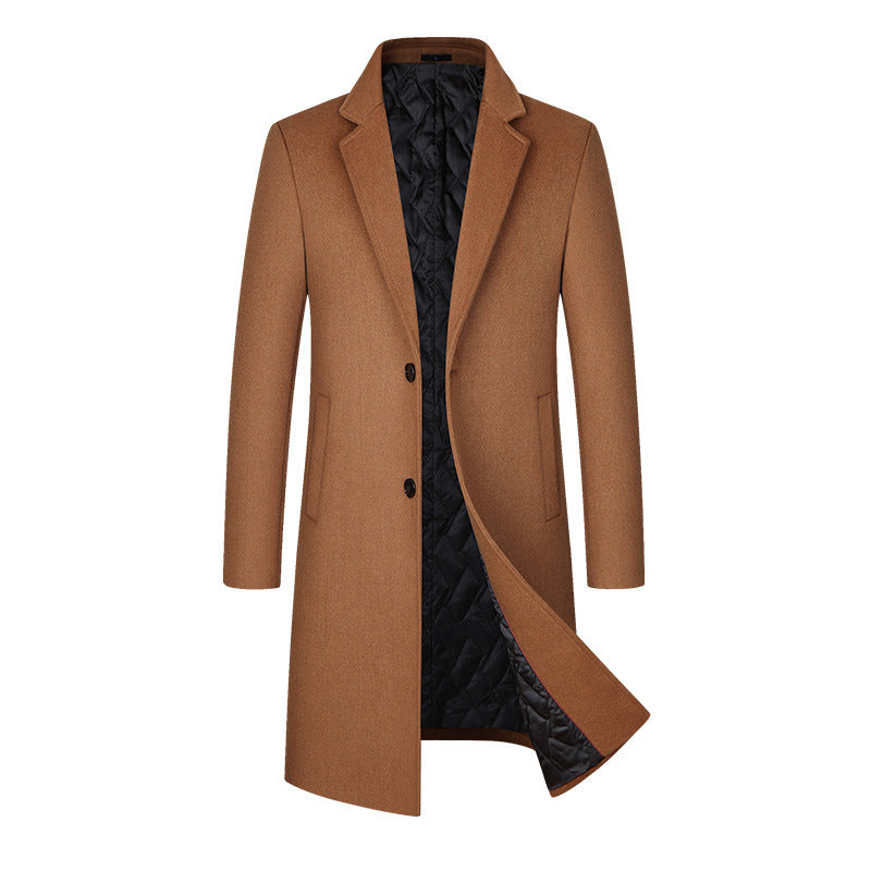 Woolen Mid-Length Cotton-Padded Overcoat