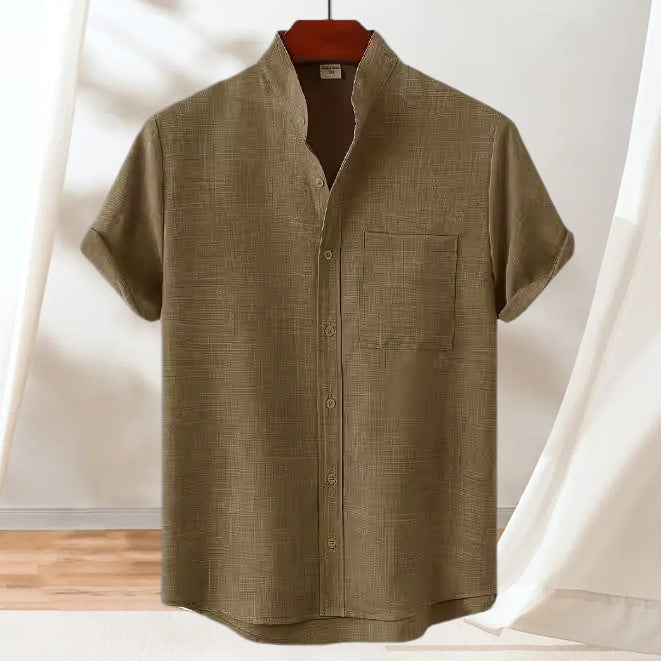 Solid Casual Shirt with Mandarin Collar