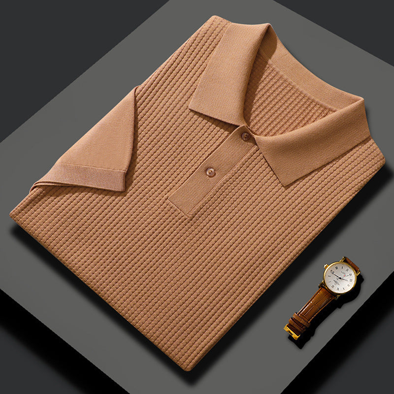 Casual Solid Color Wool Knitted Polo
