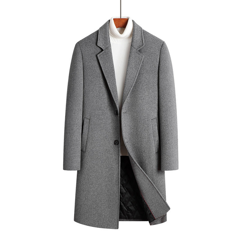 Woolen Mid-Length Cotton-Padded Overcoat