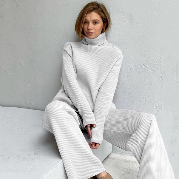 Sweatsuit Turtleneck Pullover And Wide Leg Pants