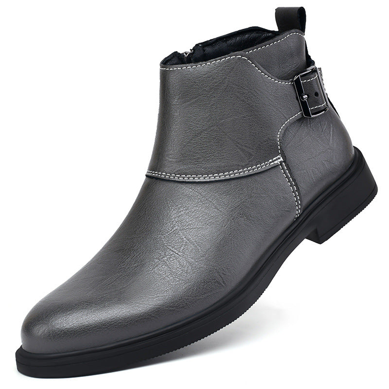 High-Top Leather Zip-Up Ankle Boots