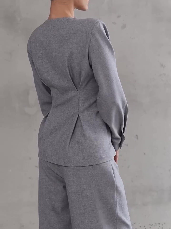 Casual Top And Wide Leg Pants Combo