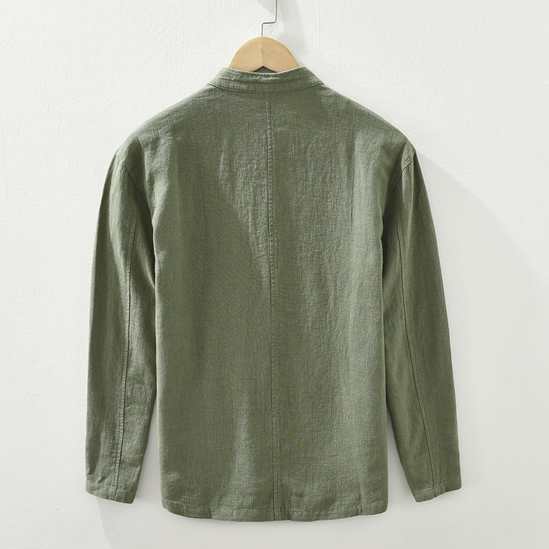 Men’s Retro Linen Long-Sleeve Shirt