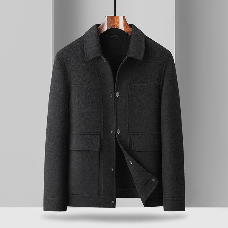 Men’s Turn-Down Collar Woolen Coat