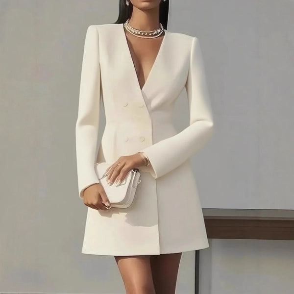 Suit-Style V-Neck French Dress for Women