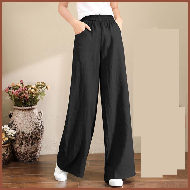 Pure Linen Loose Wide-Leg Pants