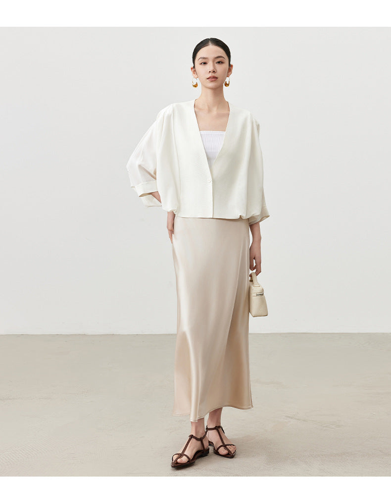 High Waist Silk Skirt