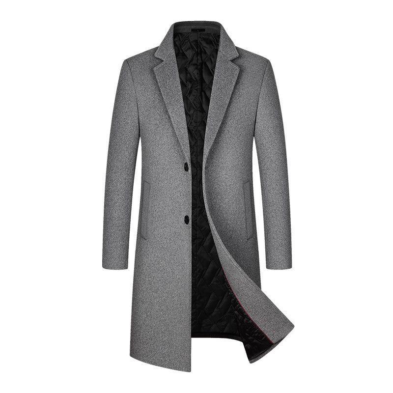 Woolen Mid-Length Cotton-Padded Overcoat
