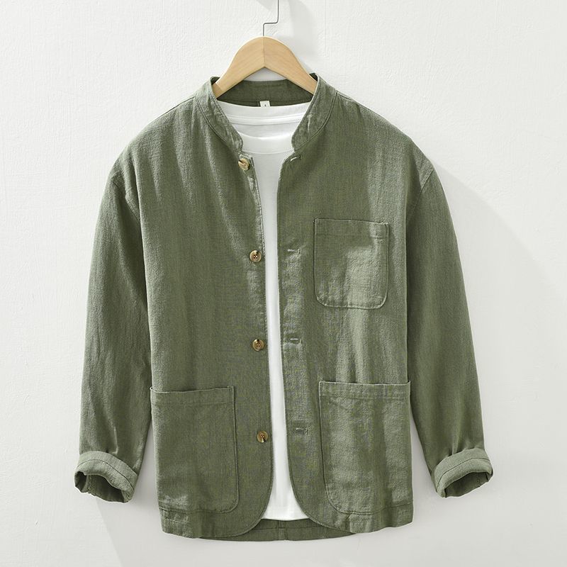 Men’s Retro Linen Long-Sleeve Shirt