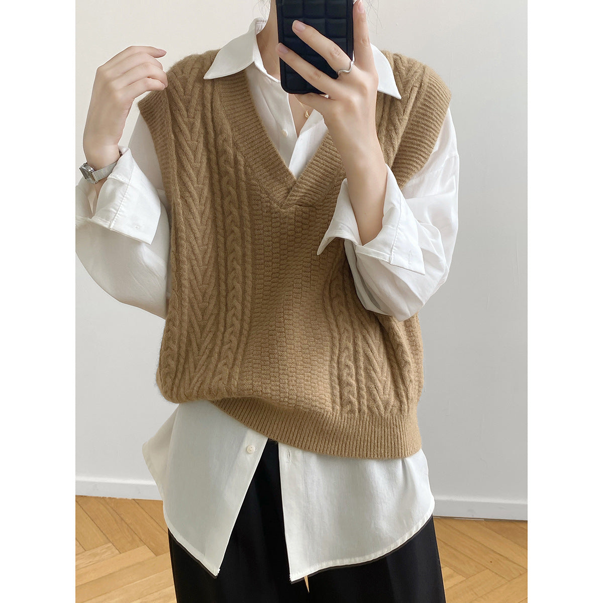 Retro Twist Vest Sweater