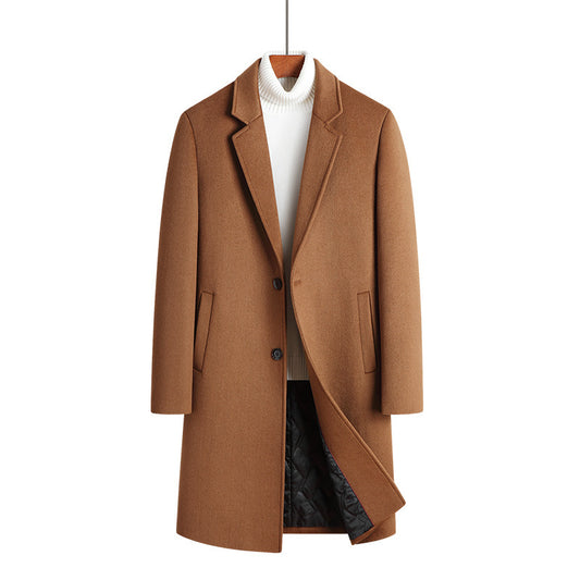 Woolen Mid-Length Cotton-Padded Overcoat
