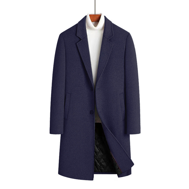 Woolen Mid-Length Cotton-Padded Overcoat