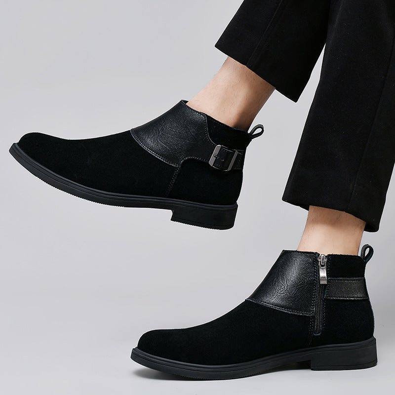 High-Top Leather Zip-Up Ankle Boots