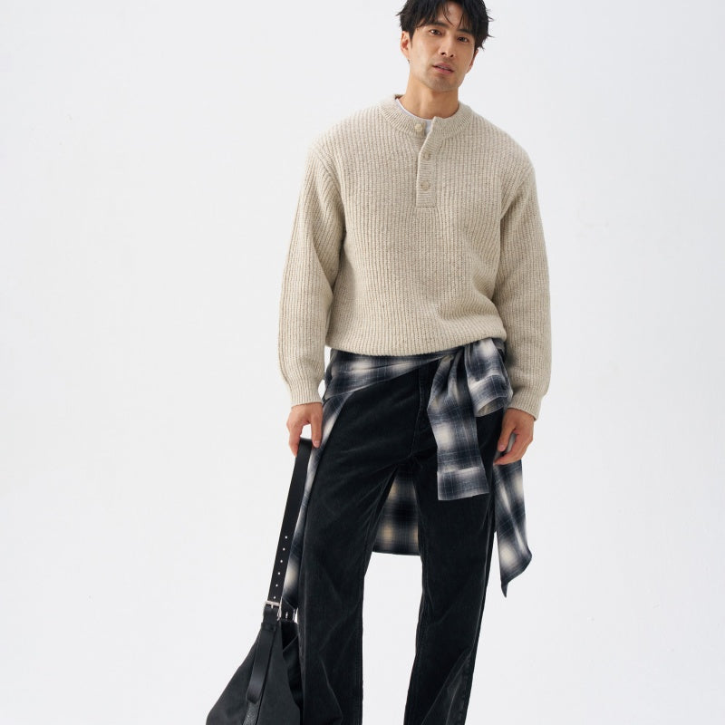 Simple Henley Neck Sweater