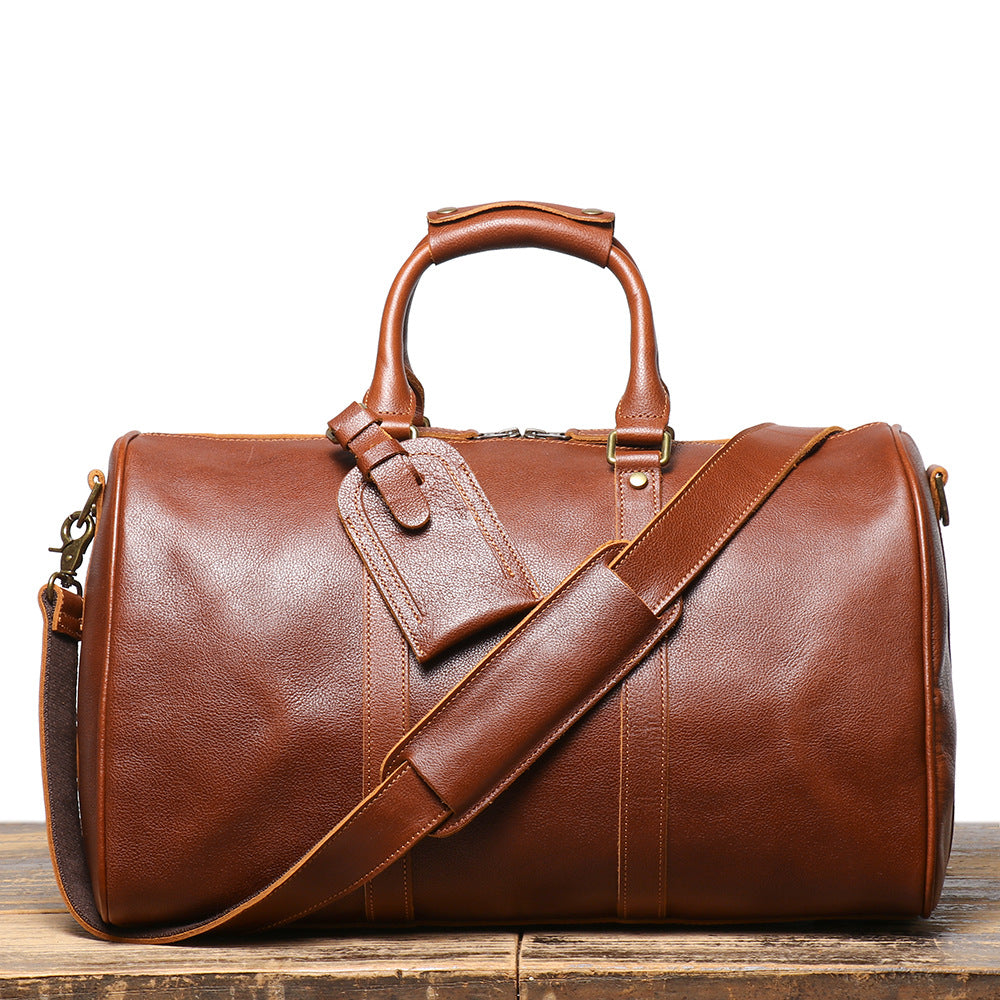 Retro Style Leather Crossbody Gym Bag