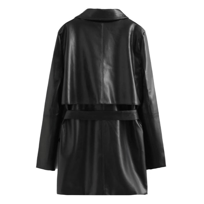 Women's Loose Faux Leather Short Coat