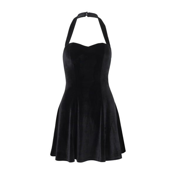 Elegant Velvet Halter Dress