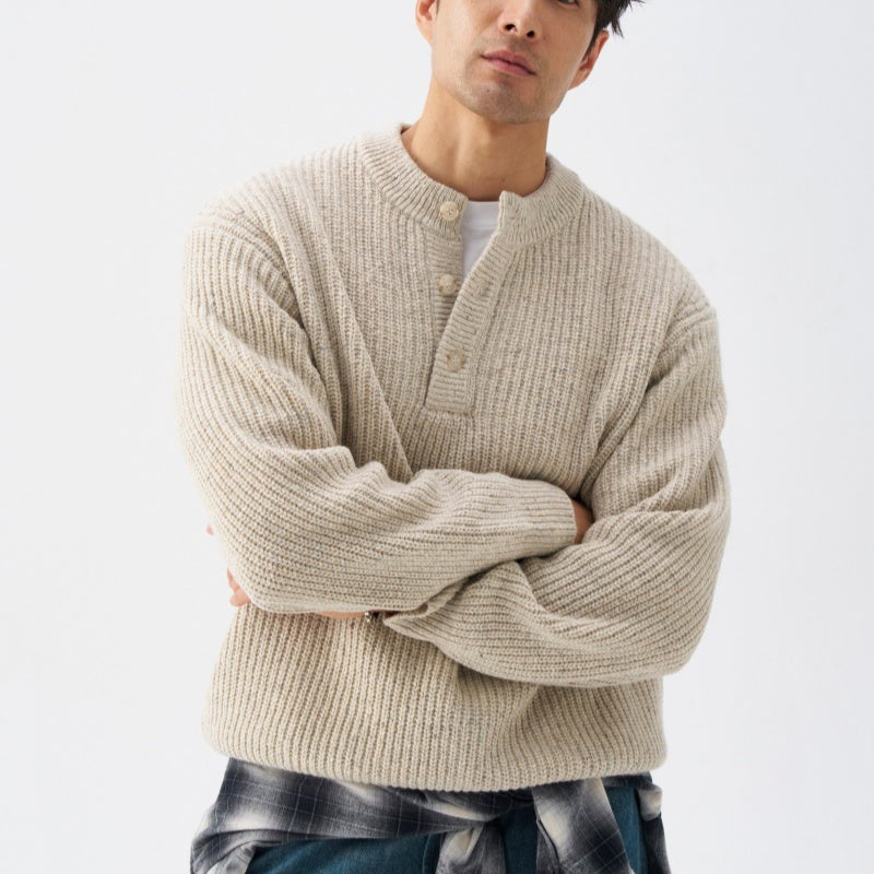 Simple Henley Neck Sweater