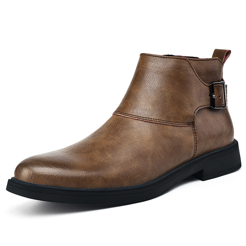 High-Top Leather Zip-Up Ankle Boots