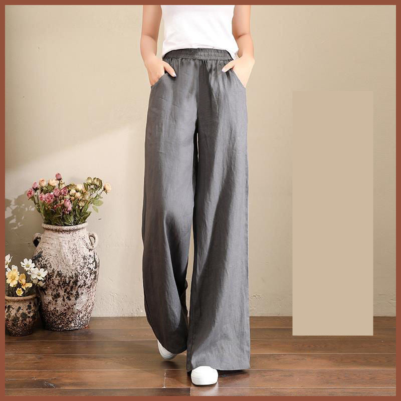 Pure Linen Loose Wide-Leg Pants