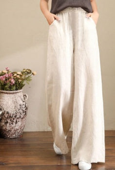 Pure Linen Loose Wide-Leg Pants
