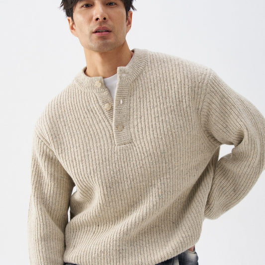 Simple Henley Neck Sweater