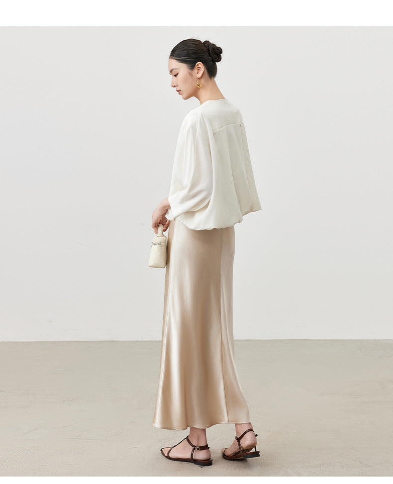 High Waist Silk Skirt