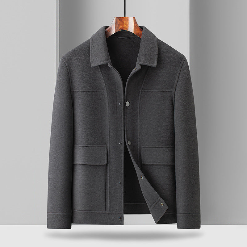 Men’s Turn-Down Collar Woolen Coat