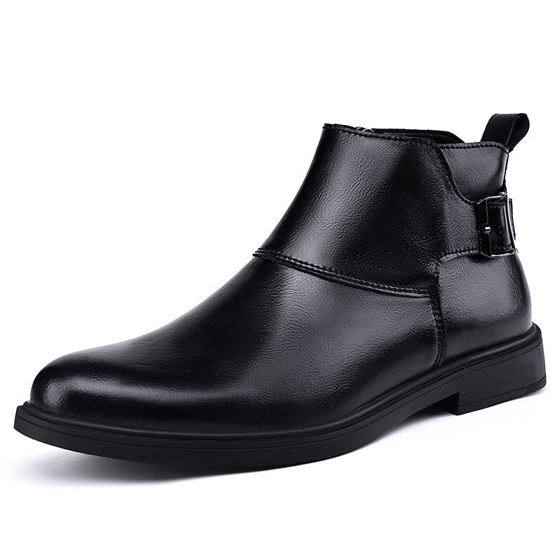 High-Top Leather Zip-Up Ankle Boots