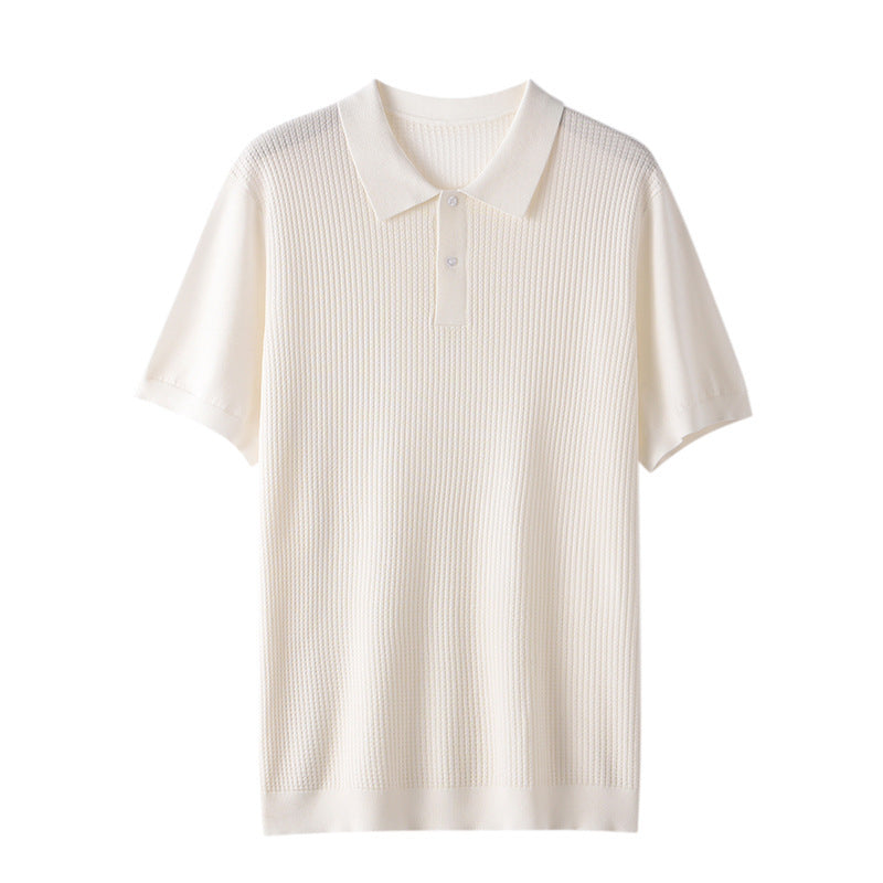 Casual Solid Color Wool Knitted Polo