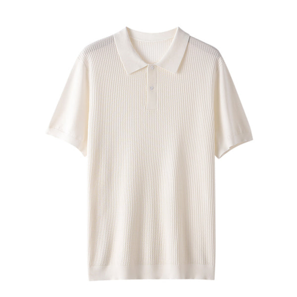 Casual Solid Color Wool Knitted Polo