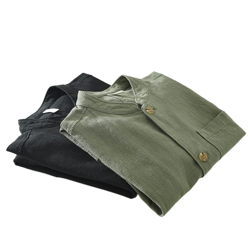 Men’s Retro Linen Long-Sleeve Shirt