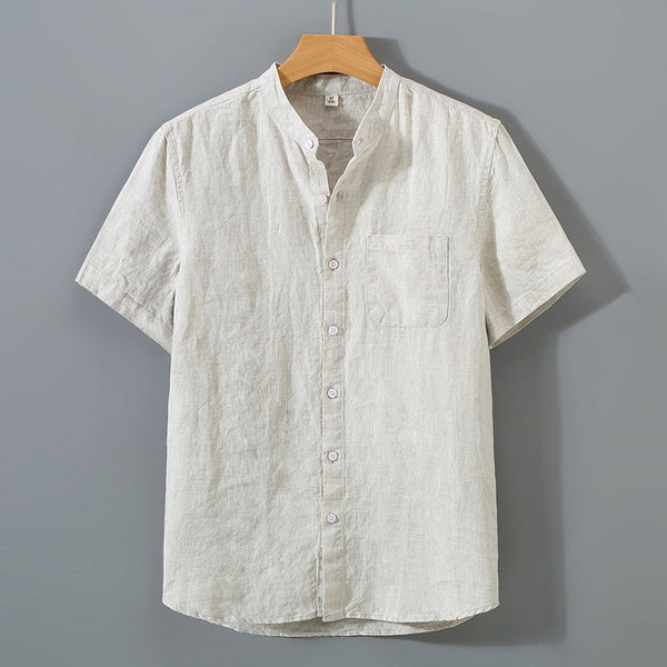 Casual Short-Sleeved Linen Shirt