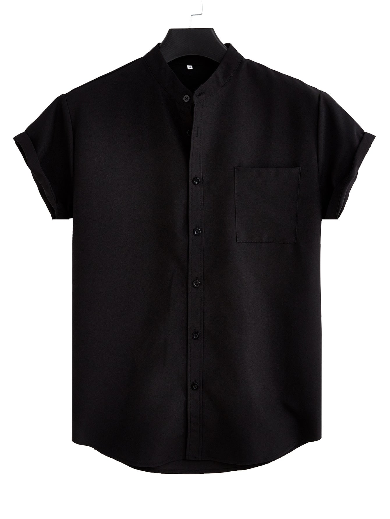 Solid Casual Shirt with Mandarin Collar