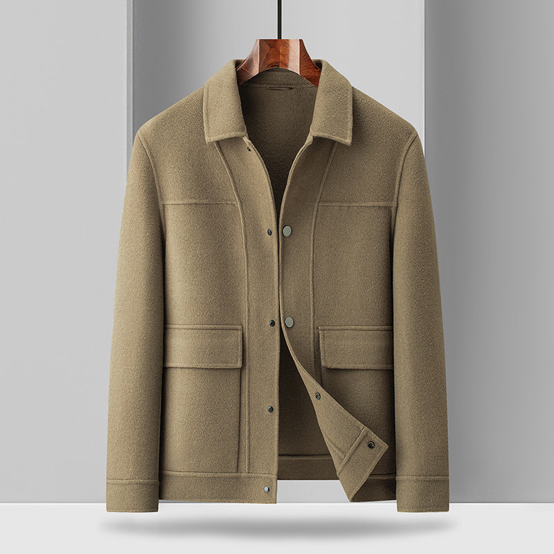 Men’s Turn-Down Collar Woolen Coat