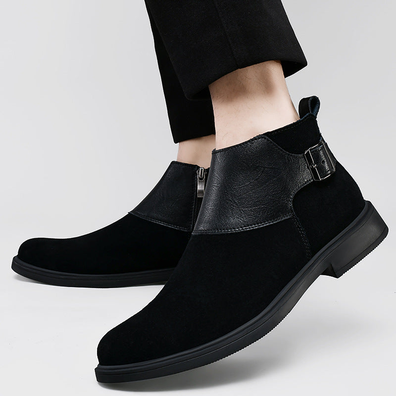 High-Top Leather Zip-Up Ankle Boots