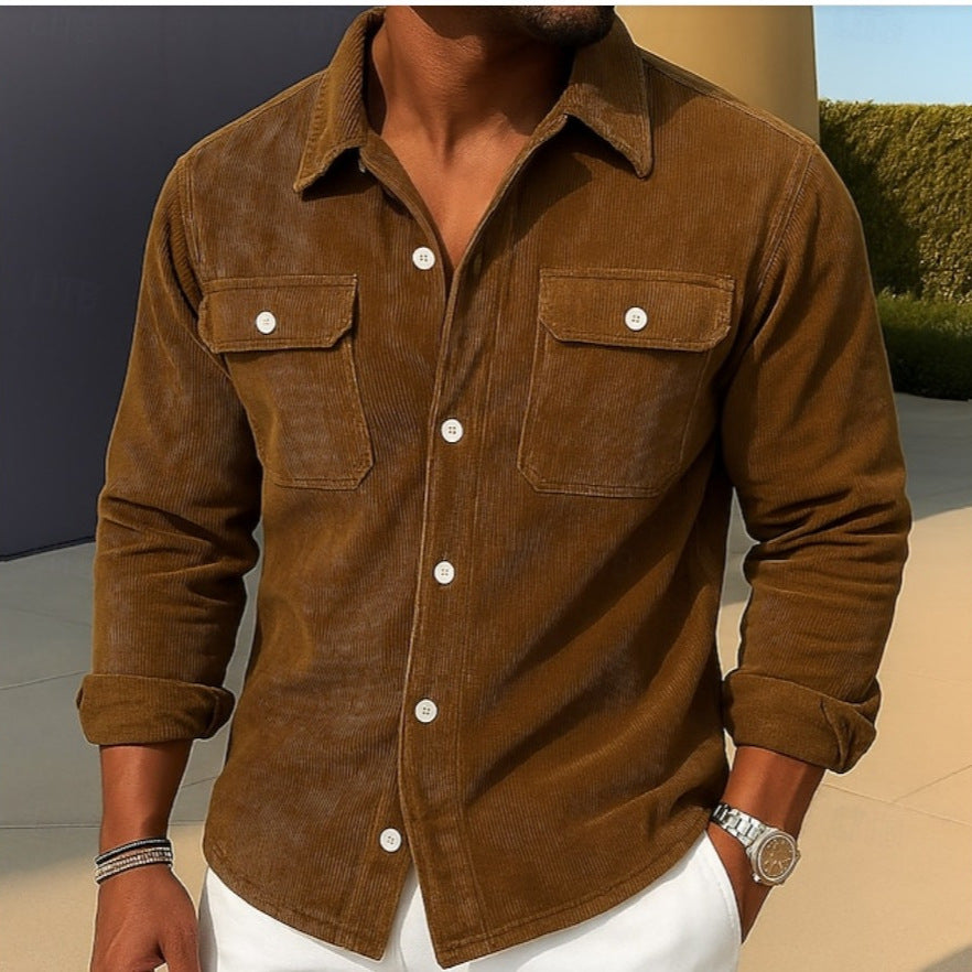 Mens Loose-fit Corduroy Shirt-coat