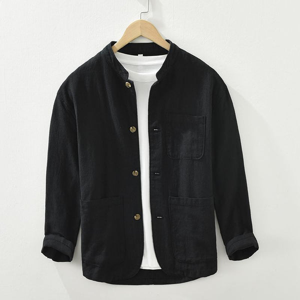 Men’s Retro Linen Long-Sleeve Shirt