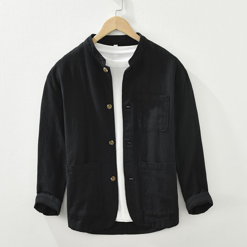 Men’s Retro Linen Long-Sleeve Shirt