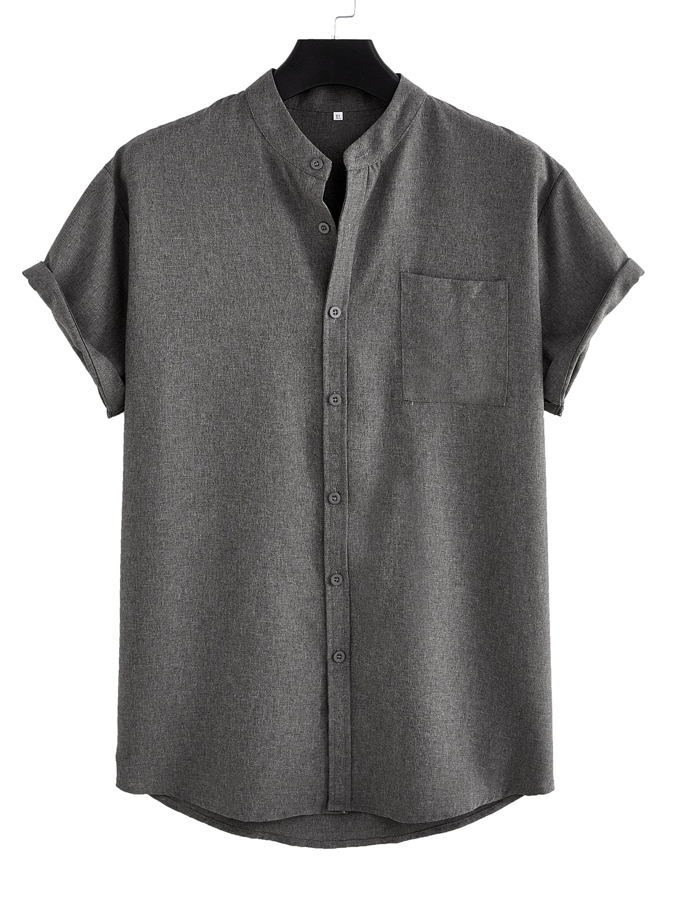 Solid Casual Shirt with Mandarin Collar