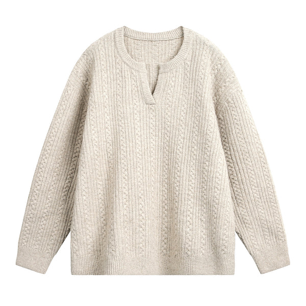 Retro Textured Knit Sweater