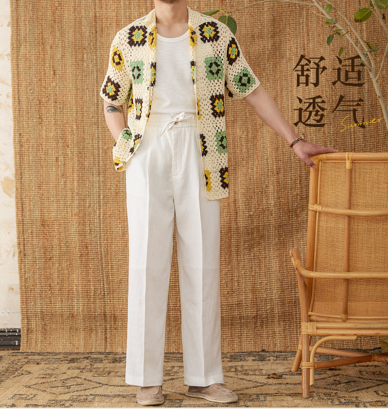 Linen High Waist Lace Trousers