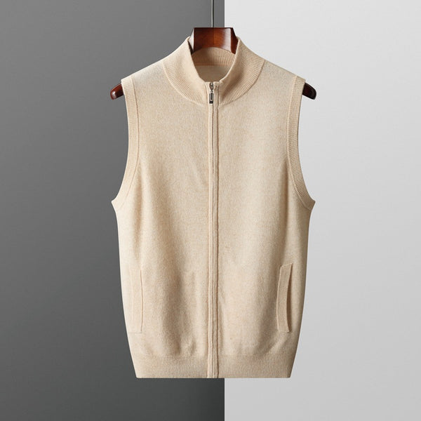 Waistcoat Mock Neck Zip Sweater